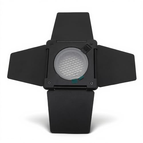 Barn Door & Honeycomb Grid & 4 Color Gel Filters, 4 Leaf Barn Door with 30 Degree Honeycomb Grid for Mini Bowens Mount Video Light Standard Reflector