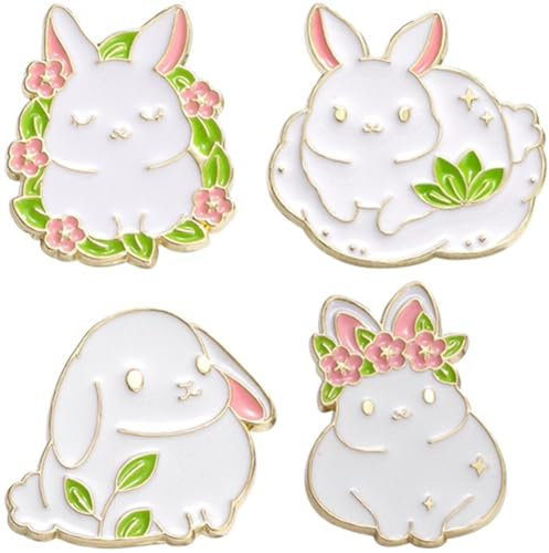 Vobumix Broche Lapin De Pâques, 4 Pièces, Jolie Broche en Émail Doux, Accessoires De Costume De Pâques pour À Dos, Sacs en Tissu, Décor