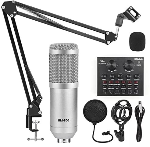 WDWDW Kit de Carte Son de Studio de Microphone BM 800 Microphone à condensateur Microphone d'enregistrement de Jeu en Streaming de Podcast