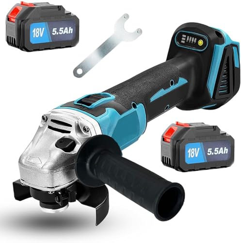 New Upgrades Brushless Cordless Angle Grinder, for Makita 18V 2X 5.5AH Battery, 11000RPM, 2-Position Auxiliary Handle, 125MM Grinding Machine,for Grinding Cutting Polishing