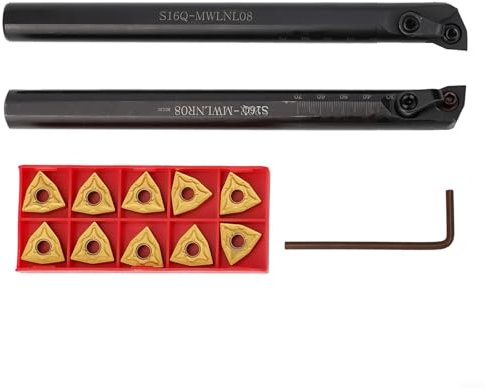 URPIZY Drehmeißelhalter Set S16Q MWLNR08 MWLNL08 16Mm Mit WNMG0804 Wendeschneidplatten Für CNC Drehmaschine Hartmetall