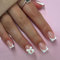 French False Nails - 24PCS Press On Nails with 3D Bow - Square French White Stick on Nails with Glue - Removable Glossy Full Cover Fake Nail for Women Girls Valentines Days Nail Art