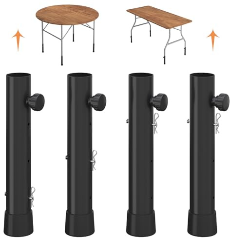 Pintuson Tischbeinverlängerungen – 3 Höhen verstellbare Tischerhöhungen für Klapptische, erhöht sich 6,2 cm, geeignet für Nähzimmer, Barhocker, Puzzle-Schreibtisch (schwarz), 4 Stück
