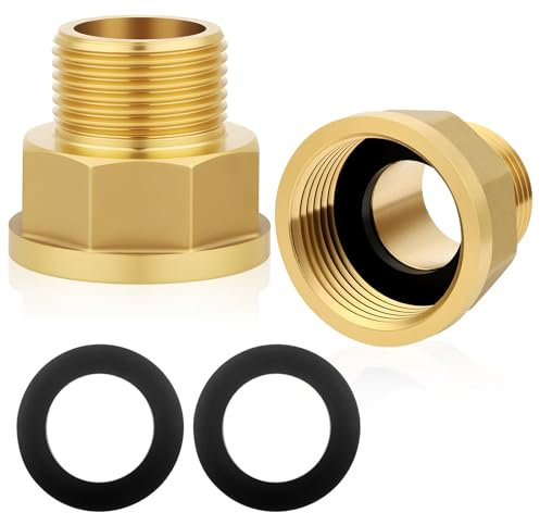 Flintronic 1 Female to 3/4 Male BSP Thread Brass Hex Bushing Reducing Connector, 3/4 Inch Male to 1 Inch Female Reducer Adapter for Gas, Water, Pipe Connecting Conversion (2PCS)