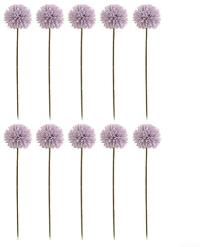 Bolas de crisantemo de imitación, 12 piezas/10 crisantemos artificiales de 32 cm de alto, flores de crisantemo de seda, para arreglos de mesa y estantes (morado claro)