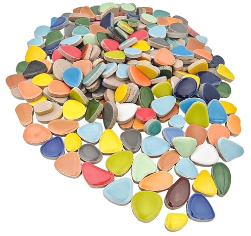 Piastrelle in ceramica per mosaico da 0,5 kg, colori misti, per artigianato, decorazioni per la casa o artigianato fai da te, forniture per la creazione di mosaico (mini ciottoli di colori misti)