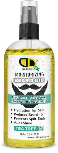 Moisturizing Beard Oil for Men With Tea Tree Fragrance – Promotes Beard Growth, Conditions & Nourishes, hydrates Skin, Repairs Dry Beard – Grooming & Styling Beard Care (100ml Spray)