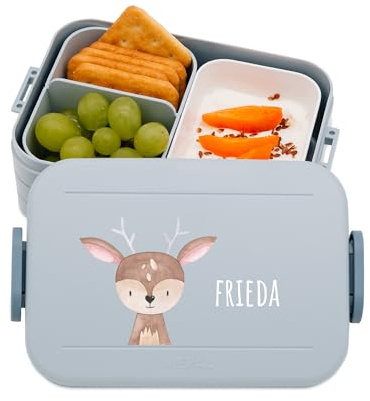 wunderwunsch MEPAL Brotdose Personalisiert Kinder, Vesperbox mit Namen | Stabile Jausenbox und Bento Brotzeitbox für den Kindergarten, Lunchbox Kita Krippe, Vesperdose Brotbox Fächern