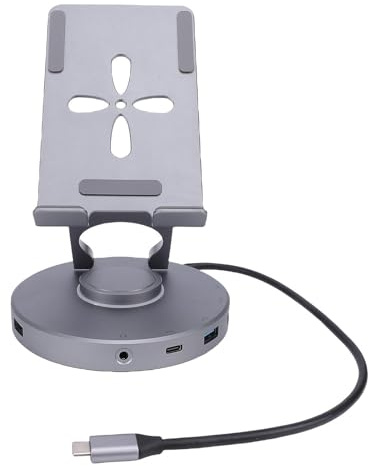 Sxhlseller 10 in 1 USB C -Dockingstation für Tablet, Tragbarer Rotierbarer Tablet -Standhalter mit 4K@60Hz, PD 100W, USB A, Aluminium -Tablet -Halter für Pad, Deck, Telefon