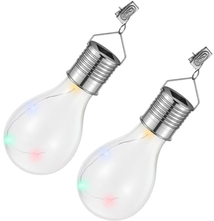 WOONEKY 4 pezzi Lampadine LED a Filo di Rame Trasparenti Luci Colorate da Giardino Lampade Appese Bassa Consumo Energetico Facili da Installare per Esterni Matched For Patio e Matrimonio