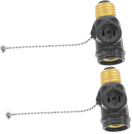 SEWOART 2 Stück Teiliges Lampenfassung Adapter Bakelit Lampensockel mit Zugschalter Schraubfassung für Glühbirnen Innenbereich Werkstatt und Garage Einfache Installation