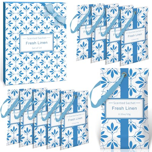 SCENTORINI Doftande Sachets, Linnedoft, Fräsch för Lådor, Garderober, Bilar och Klädskåp, 14 sachets, Långvarig Doft
