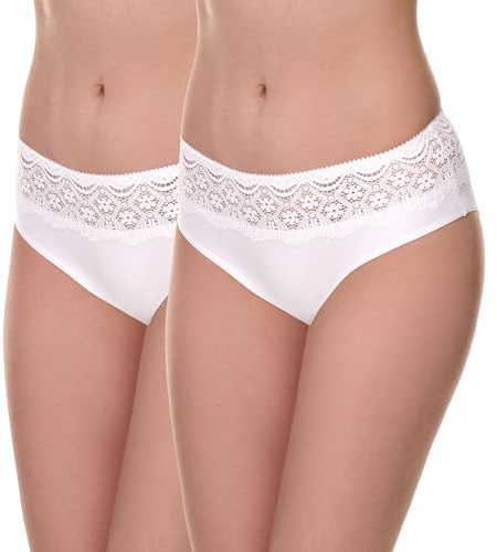 Merry Style Damen Slip aus Baumwolle mit Spitze atmungsaktive Unterhose mit klassischem Schnitt weiche Damen Unterwäsche MSGAB21