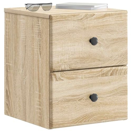 vidaXL Wandmontierter Nachttisch Sonoma-Eiche 34,5 x 33 x 40 cm, Geräumiger Nachttisch, rechteckig, moderner Schlafzimmer-Helfer für einen aufgeräumten Tisch