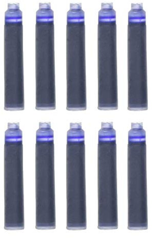 Xezo Blue Ink Cartridges for Fountain Pens, Standard International/European Size. Pack of 10.