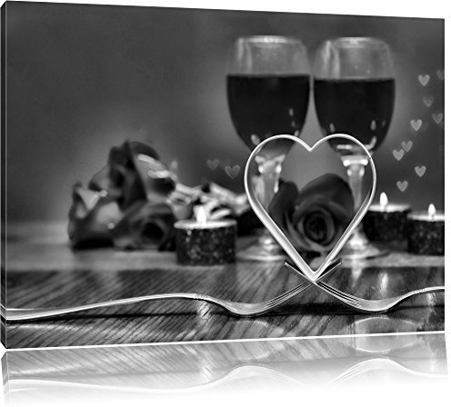 Pixxprint Candle Light Dinner, Größe: 120x80cm, Leinwandbild, fertig gespannt, Wandbild, Dekoration, Kunstdruck, kein Poster