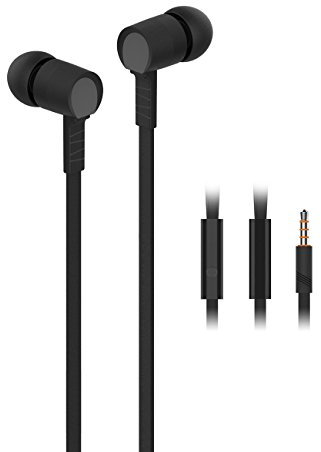Heavy Bass 3.5mm In Ear Wired Hands Free Earphones with Built in Mic Microphone and Multi Function Button for Lenovo Q350 - Black