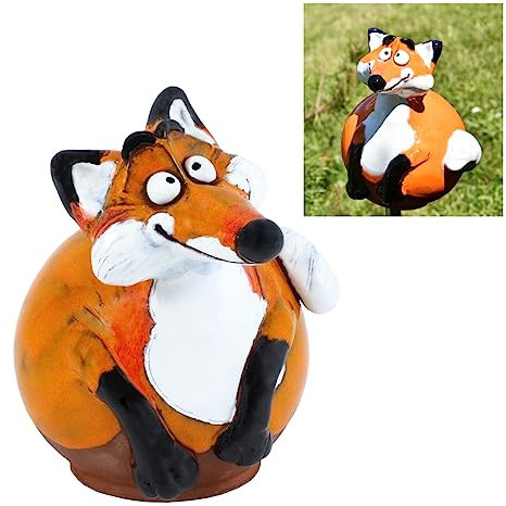 Midene Gartenstecker Keramik Handgefertigt - Gartendeko für Draußen Wetterfest - Garten Deko Keramik - Gartenfiguren & Gartenstatuen - Fox
