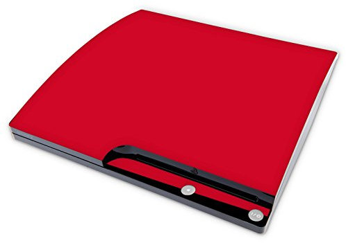 Skins4u Aufkleber Design Schutzfolie Vinyl Skin kompatibel mit Sony PS3 Playstation 3 Slim Konsole Solid State Red