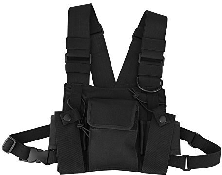 Walkie Talkie Brusttasche Two Way Radios Tasche Radio Walkie Talkie Weste Harness Taschen PackFreisprecheinrichtung Verstellbare Tasche Zweiwegeträger für Polizei, Bauarbeiten(Schwarz 1)