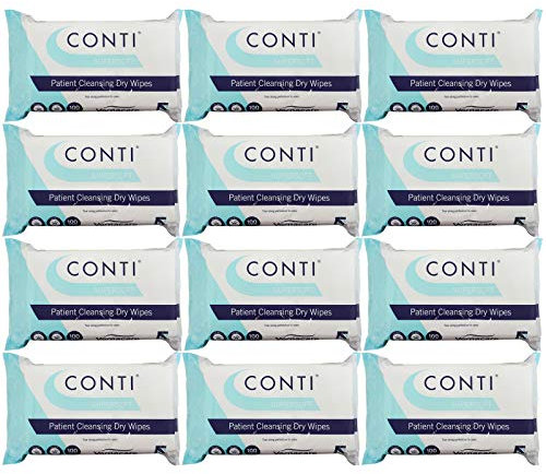 Conti Super Soft - Patient Cleansing Dry Wipes, Ultimate Softness & Absorbency, Ideal for Sensitive Fragile Skin, Wipe Size 32cm x 30cm, 100 Wipes Per Pack - 12 Pack