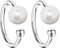 MYA art Set Damen Ohrklemme Ohrringe 925 Silber mit Perle Kugel Ear Cuff Ohrring Fake Ohr Helix Tragus Cartilage Nase Lippe Piercing Ring Perlen Dünn Weiß
