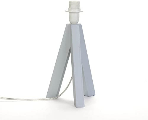 Easylight Gestell aus Holz für Tischlampen Dreibein mit Kabelschalter H13 cm in Grau E14 Fassung Nachttischlampe Tischleuchte