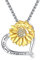Eusense Sunflower Necklace, 925 Sterling Silver You are My Sunshine Heart Pendant Jewellery Gift for Girls Women