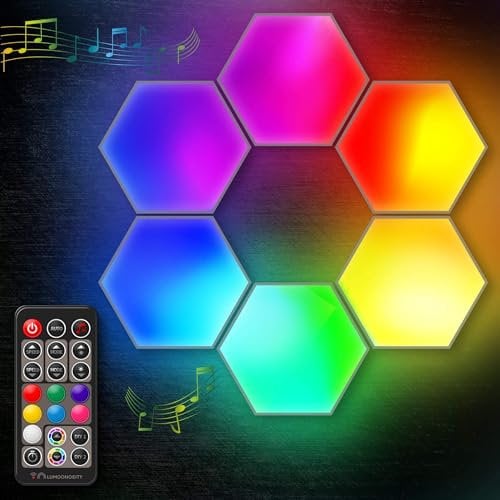 Lumoonosity LED Hexagonal Lights - Dream Color Changing Hexagon Wall Panels for Bedroom Playroom
