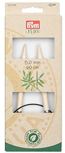 Prym 222552-1 Rundstricknadeln Bambus 60 cm 8,00 mm, Holzfarben, Ø 8 mm x 60 cm