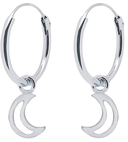 ENTREPLATA Orecchini in argento 925 unisex – Orecchini Sterling Silver Piccoli e Moderni da Donna – Set di 2 anelli a forma di mezzaluna traforata