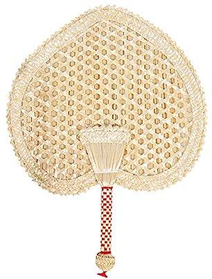 Uposao Braided Hand Fan Natural Handmade Rattan Fan Bamboo Hand Fan Palm Leaf Fan Woven Fan for Summer Beach Party Wedding