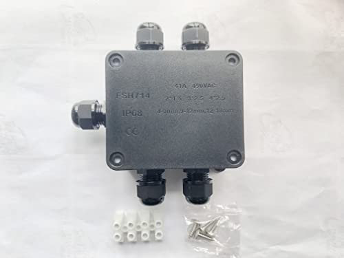 Abzweigdose, wasserdicht, für den Außenbereich, wasserdichte elektrische Abzweigdose, IP68, 3-Wege, 4-Wege, 5-Wege, Schwarz (Schwarz 5-Wege)