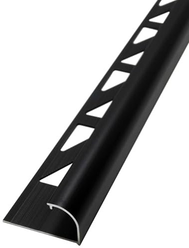 Dalsys 5x Fliesenschiene 2,5m x 12,5mm Viertelkreisprofil Aluminium (eloxiert) Schwarz, Rundprofil Halbrundprofil