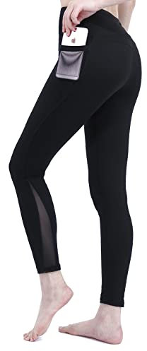 dowskwx Leggings Damen High Waist Sport Leggins mit Mesh Taschen Blickdicht Sporthose Slim Fit Seamless Yogahose für Running Pilates Alltag (XL)