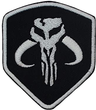 HAZI Mandalorian Single Shield Movie Logo Embroidered Iron on Patch Sew on Badge Applique for Clothes, Multicoloured, 9cm x 6cm