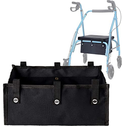 CTWWFS Große Größe Untersitz-Rollatorkorb, Untersitz-Rollator-Aufbewahrungstasche oder Tasche für 4 Räder, medizinischer Korb unter dem Sitz für Senioren (groß, schwarz)