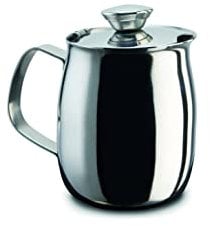 PEZZETTI, Lattiera in Acciaio Inox, Bricco Latte in Acciaio, Con Coperchio, 2 Tazze