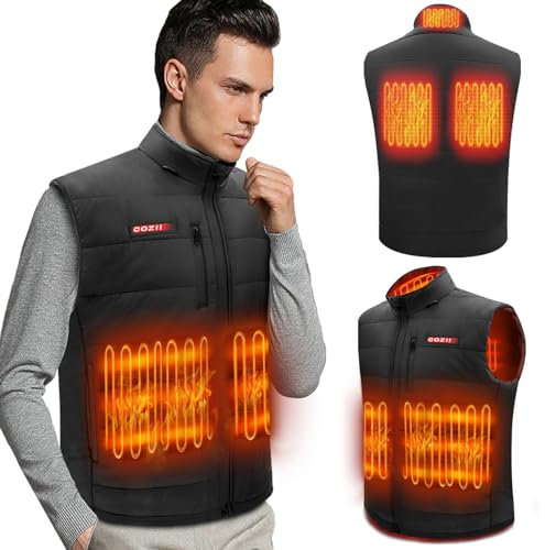COZII Heizweste wiederaufladbar über USB, Beheizbare weste mit 3 Temperaturen, wiederaufladbare beheizte Körperwärme, Outdoor-Reisen, Skifahren, Beheizbare jacke (keine Stromversorgung)