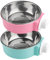 XINMEIWEN Lot de 2 gamelles Amovibles en Acier Inoxydable à Suspendre pour Animaux de Compagnie, gamelles pour Nourriture et Eau, parfaites pour Chats, Chiots, Oiseaux, Rats, furets (Rose + Bleu)
