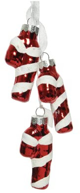 Christbaum-Hänger 'Zuckerstange' - Weihnachtskugel, L. 2.5cm W. 1.5cm H. 5.5cm, Glas - 3er Set