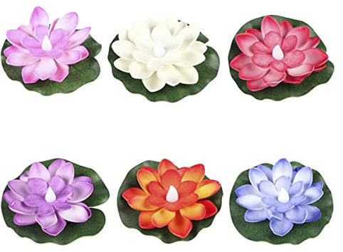 Uonlytech 6piezas Decoración De Flores De Loto Flotantes para Estanques Acuarios y Fuentes Adorno Natural Realista y Duradero