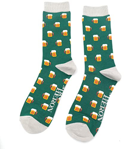 Beer Mugs on Green Mens Novelty Ankle Socks Adult One Size