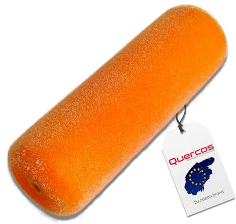 Quercos. Rouleau de peinture Midi de 16 cm – Grand rouleau en mousse floquée avec bord rond finition super fine – Rouleau pour peinture à l'eau ou solvants légers (Floqué, 16)