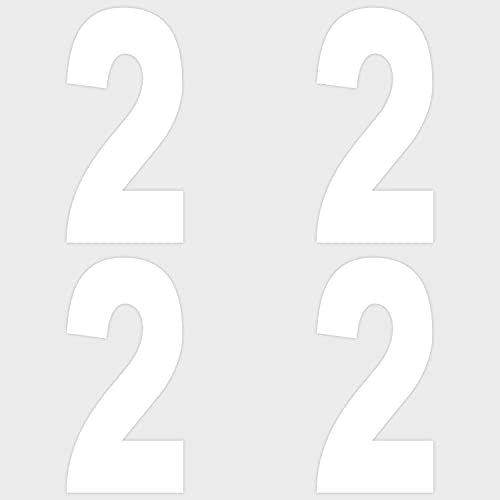 Bin Numbers for Wheelie Bins (Pack of 4 Stickers) - Choice of 0-9 Bin Numbers - White Self Adhesive Vinyl Wheelie Bin Numbers, 17.3cm Long Wheelie Bin Stickers for waste bin, garbage bin (No.2)