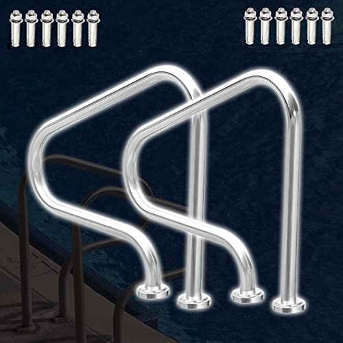 WORDFUN 2er-Pack Schwimmbad-Handlauf, Edelstahl Swimmingpool Treppen Geländer, Schwimmbad Geländer, Pool Sicherheits Handlauf Bar, Treppengeländer Aus Edelstahl, Einstiegshilfe