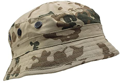 Militar German Army Style Bucket Cap Tacgear Boonie hat Desert Flecktarn camo Ripstop