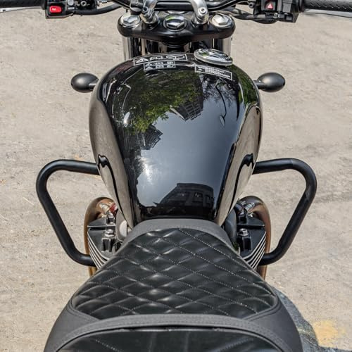 TAZGANTAX Moto Highway Stunt Cage Crash Bar Paraurti Motore Protezione anticaduta Compatibile con Bonneville Bobber T100 T120 T 100 120 Street Twin/Cup Thruxton 1200 R 2016-2022 (Nero)
