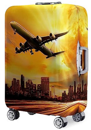 Surwin 3D Druck Reise Kofferschutzhülle Waschbare Reisetasche Kofferbezug Elastisch Kofferhülle Gepäck Cover Reisekoffer Hülle Schutz Bezug Schutzhülle (XL (30-32 Zoll),Gelbe Sonne)