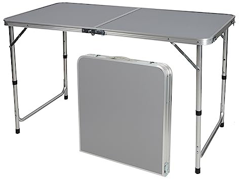 Sunny Days Campingtisch, faltbar, aus Aluminium, grau, 120 x 60 x 67 cm